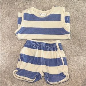 Zara Kids Blue and Cream Striped Matching Set